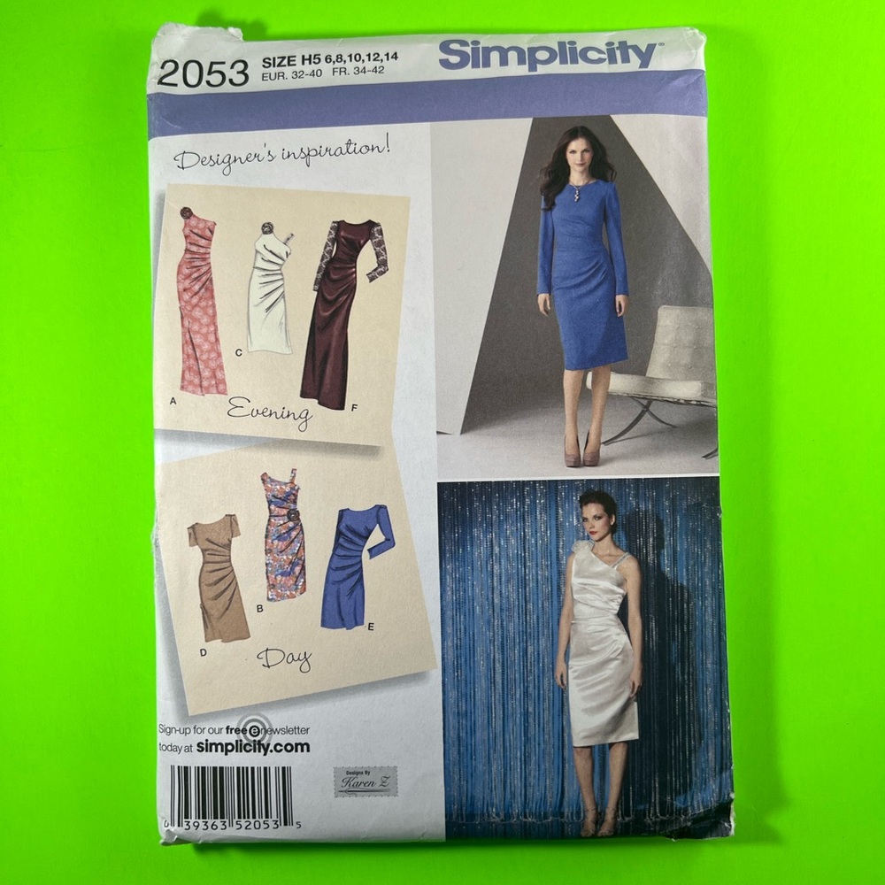 Simplicity 2053 UNCUT Misses Dress in 2 Lengths w/Bodice Variations Pattern